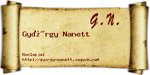 György Nanett névjegykártya